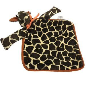 Woof & Poof Giraffe Plush Lovey Security Blanket Satin Side Brown Orange Soft